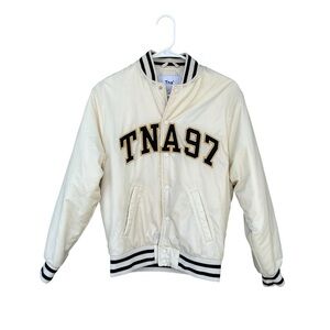 Aritzia TNA Bomber Varsity Jacket - Size 2XS - White